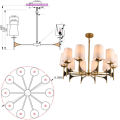 Rectangular Wrought Iron American Modern Simple Living Glass Dining Room Retro Industrial Chandelier